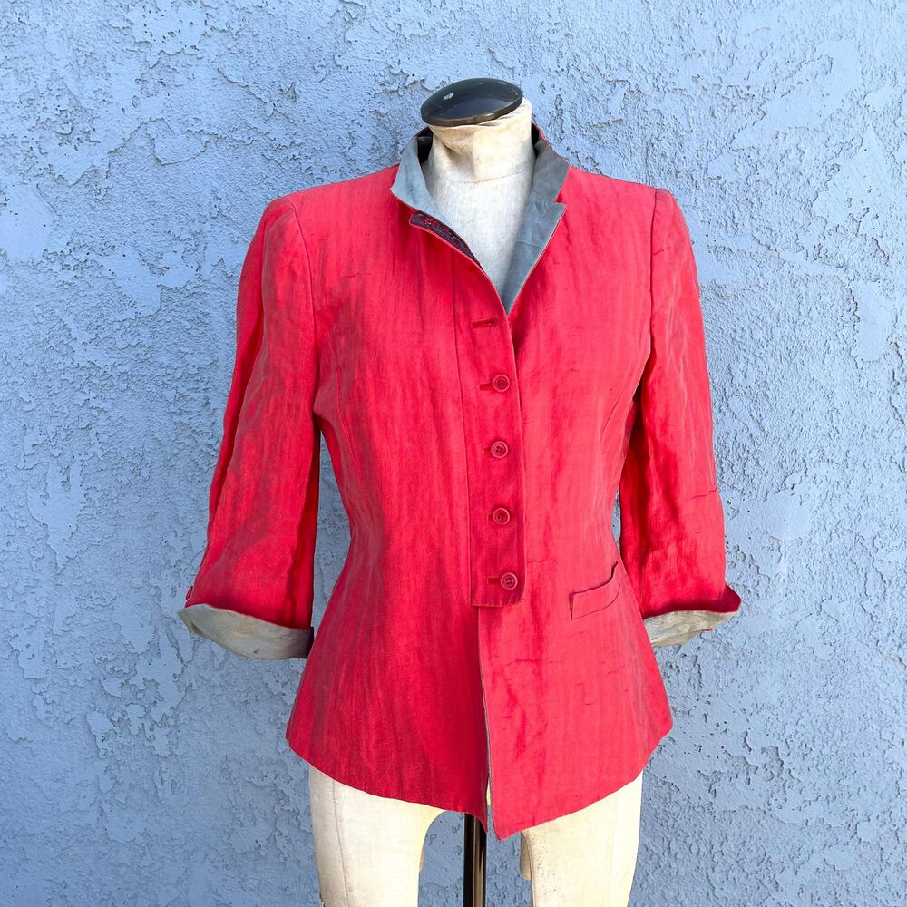 Armani Collezioni Blazer Silk Mandarian Collar jacket Size 6